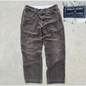 VTG Polo Sport Ralph Lauren Classic Corduroy Pants Brown Mens 36x32 DISTRESSED